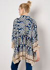 Block Print Oversized Shirt, Navy, large