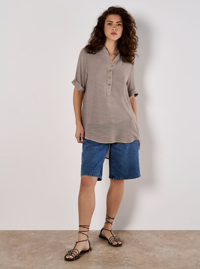 Slub Shimmer Relaxed Blouse