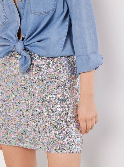Sequin Pencil Mini Skirt