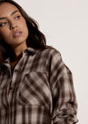 Check Print Oversized Shirt, Brown, large