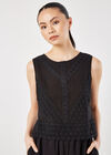 Cotton Lace Bow Top, Black, large
