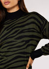 Mock Neck Zebra Jumper, Khaki, large