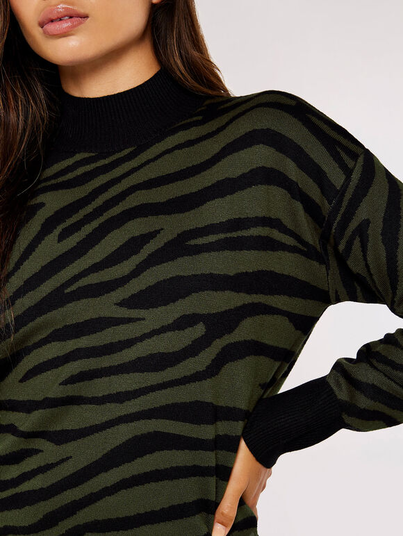 Mock Neck Zebra Jumper | Apricot Clothing