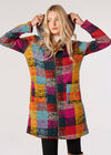Colourful Squares Fleece Coatigan, Assorted, large