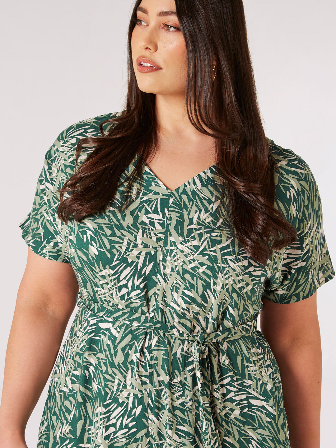 Image of Curve Leaf Print Jumpsuit