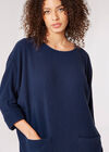 Ribbed Knit Cocoon Mini Dress, Navy, large