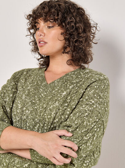 Curve Cable Knit Flecked Jumper