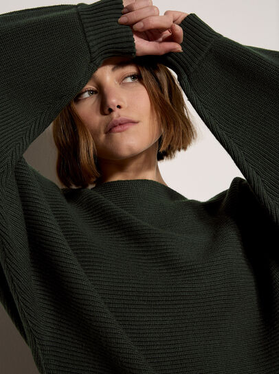 Ribbed Knit Batwing Jumper