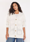 Chunky Patchwork Oversized Cardigan, Stone, large