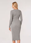 Ribbed Knit Bodycon Midi Dress, Grey, large