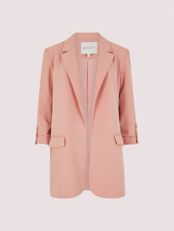 Turn up Sleeve Blazer, Pink, large
