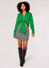 Waist Tie Cropped Top, Green, large