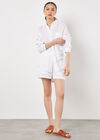 Textured Cotton Oversized Shirt, White, large