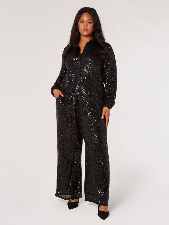 Curve Sequin Palazzo Trousers | Apricot Clothing
