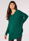 Oversized Ribbed Jumper, Green, large