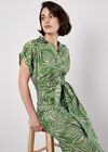 Palm Leaf Shirt Midi Dress, Green, large