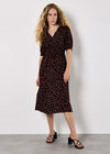 Ditsy Floral Smocked Midi Dress, Orange, large