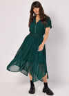 Abstract Squares Chiffon Midi Dress, Green, large