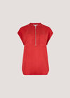 Zip Front Patch Pocket Top, Red, large
