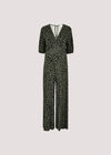 Cheetah Print Jersey Jumpsuit, Khaki, large