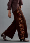 Floral Embroidered Wide-Leg Jeans, Orange, large