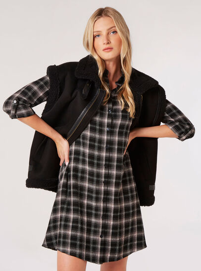 Checked Shirt Mini Dress