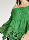 Bardot Smock Top, Green, large