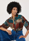 Patchwork Paisley Boxy Shirt, Rust, large