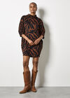 Zebra Print Cocoon Mini Dress, Rust, large