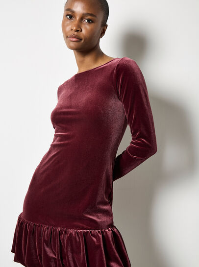 Velvet Bodycon Bubble Hem Mini Dress