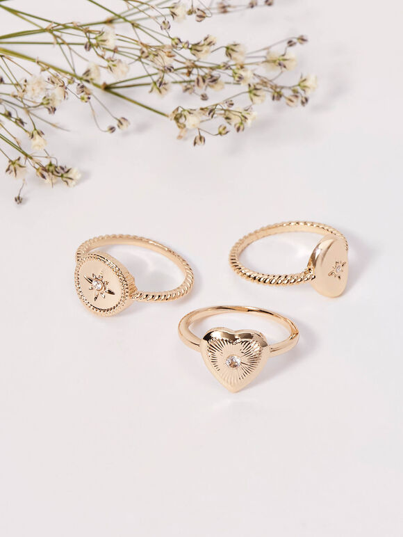 Gold 3 Pack Rings, Yellow, large