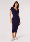 Rib Knit Bodycon Midi Dress, Navy, large