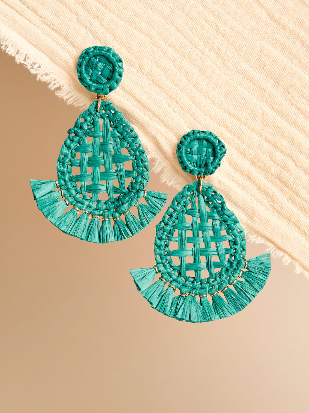 Image of Raffia Oval Fan Earrings
