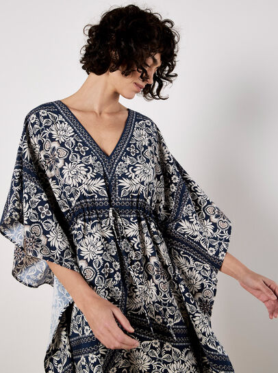 Scarf Print Kimono Mini Dress