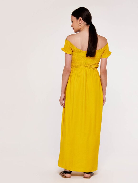 Cross Over Slit Dress, Yellow, large
