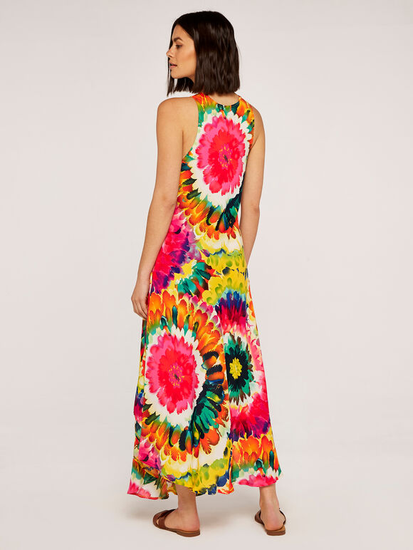 Tie Dye Circle Feathers Dress, Assorted, large