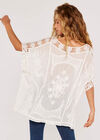 Embroidered Crochet Top, Cream, large