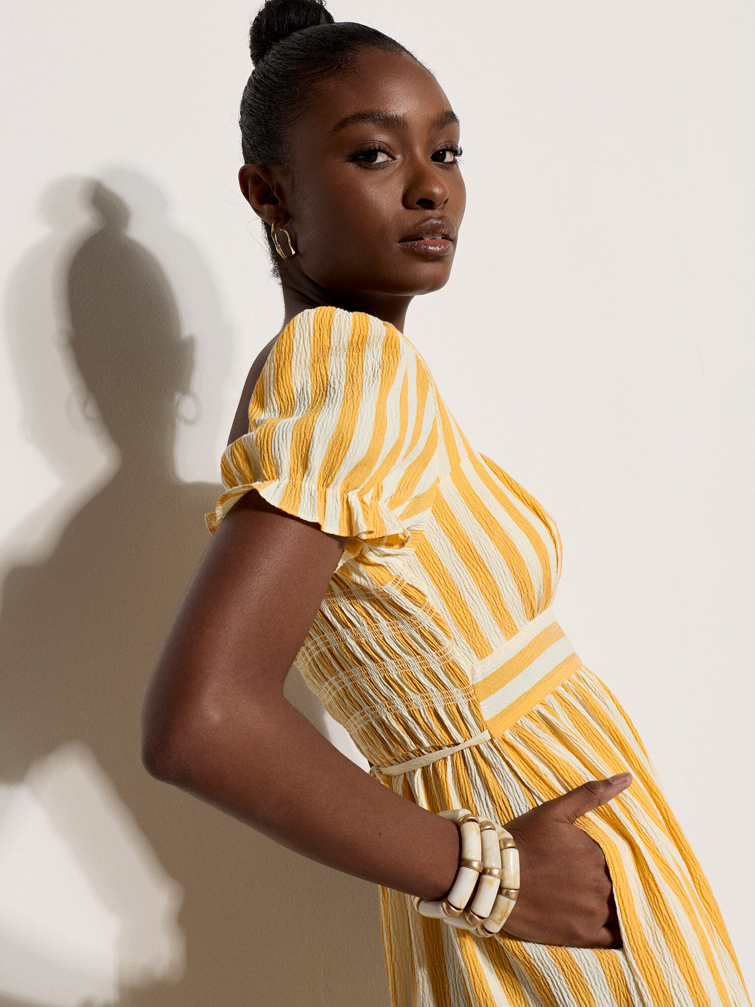 Stripe Milkmaid Midaxi Dress | Apricot Clothing