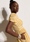 Stripe Milkmaid Midaxi Dress, Yellow, large