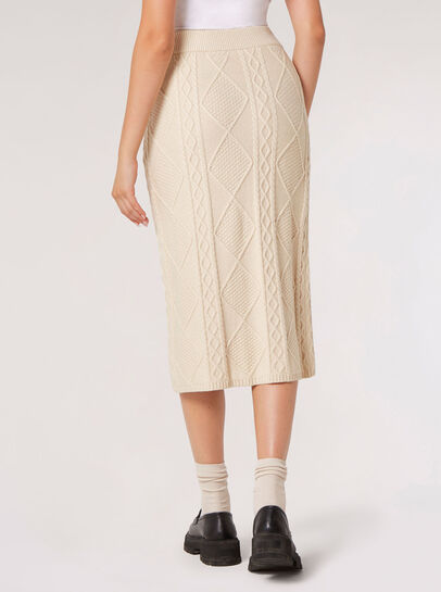 Aran Cable Knitted Midi Skirt