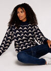 Monochrome Triangles Jumper, Navy, large