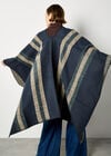 Bold Stripe Blanket Cape, Blue, large