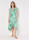 Tropical Leaf Ruffle Wrap Midi Dress, Cream, large