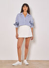 Wrap Pleated Mini Skort, White, large