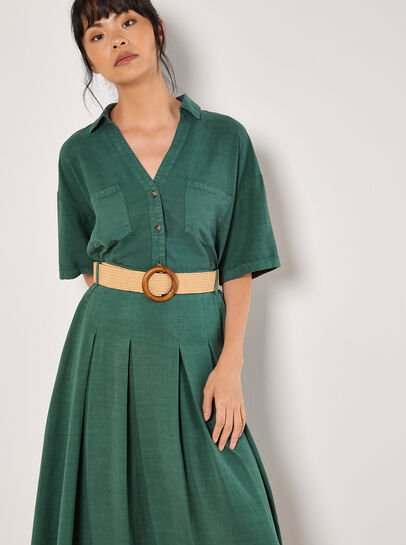 Boho Belted Midi Skirt