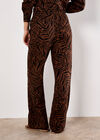 Leaf Linen Blend Wide Leg Trousers, Brown, large