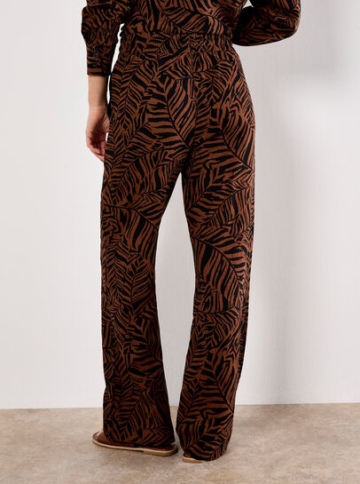 Leaf Linen Blend Wide Leg Trousers