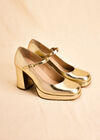 Heeled Mary Jane Shoes, Gold, large