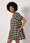 Check Print Swing Mini Dress, Black, large