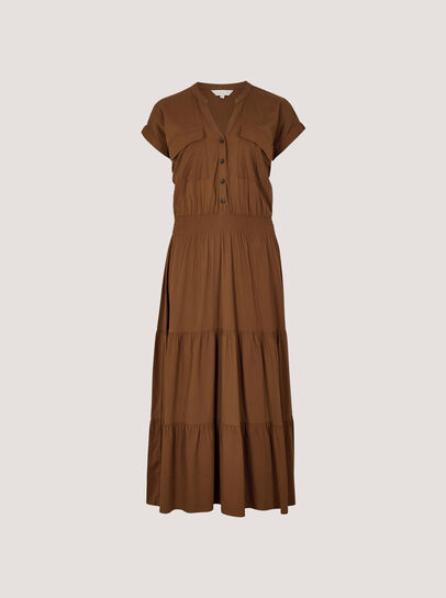 Tiered Utility Midaxi Dress